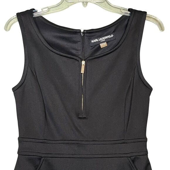 Karl Lagerfeld Paris Dress Womens 4 Sleeveless Sheath Zipper Pockets Career Work - Picture 10 of 12